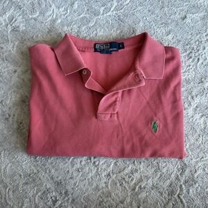 Polo By Ralph Lauren Polo Shirt Large Coral Color  Short‎ Sleeve Made In Peru